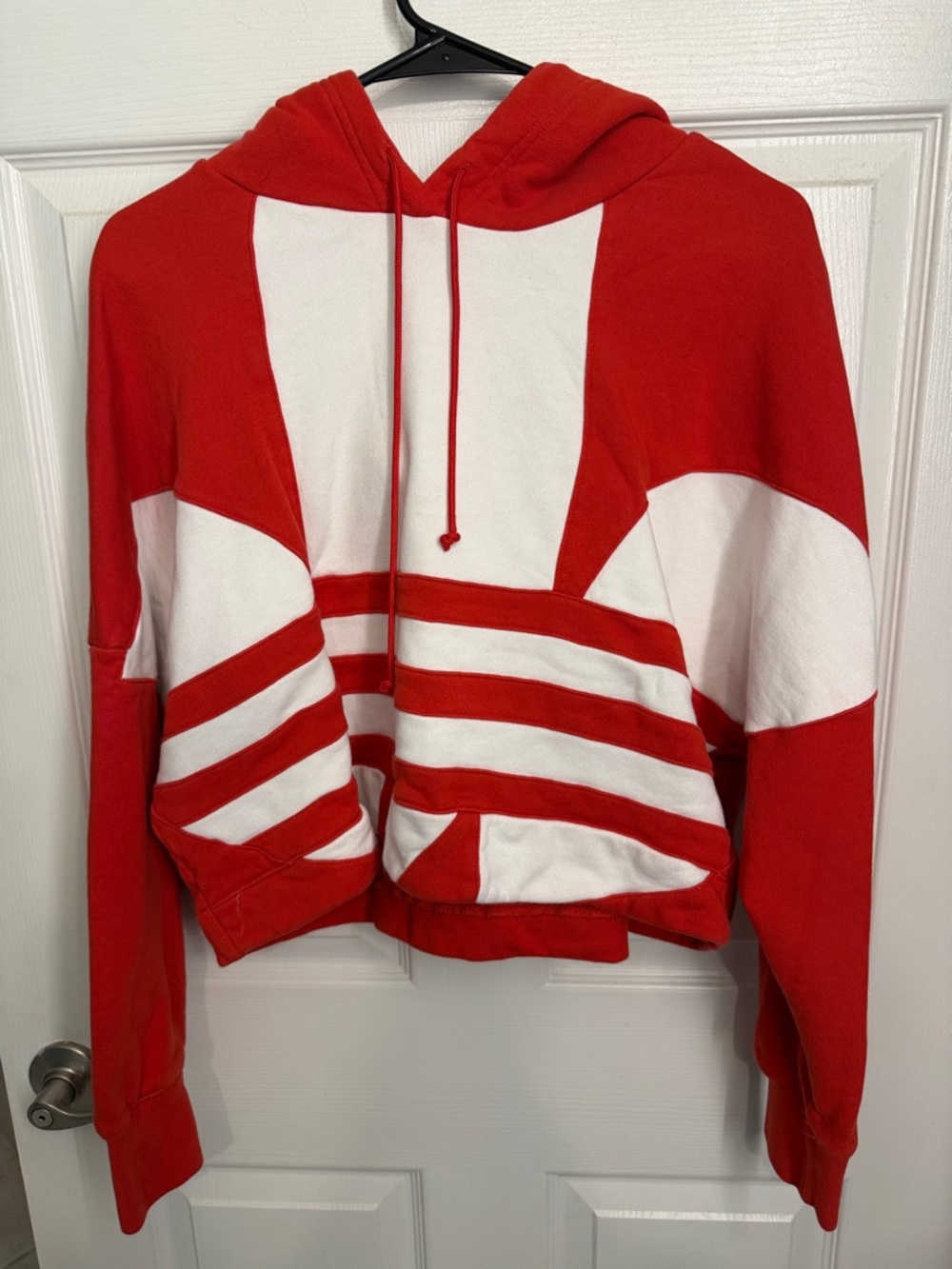 adidas Red and White Striped Hoodie Sweater